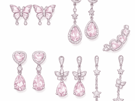 Pendientes rosas elegantes con mariposas y estrellas de Diosas del Cielo